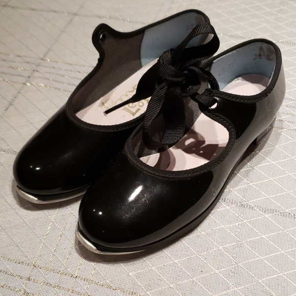 πHPπTap Dance Shoes Mary Jane Low-heel Girls Kids EUC Black Made in USA - Picture 4 of 11